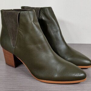 Vince Camuto Brissa Chelsea Ankle Boots, Olive Leather, Womens Size 9 / 39